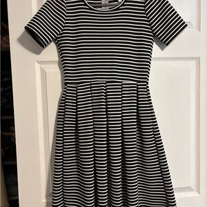 LuLaRoe Black and White Striped Midi Dress